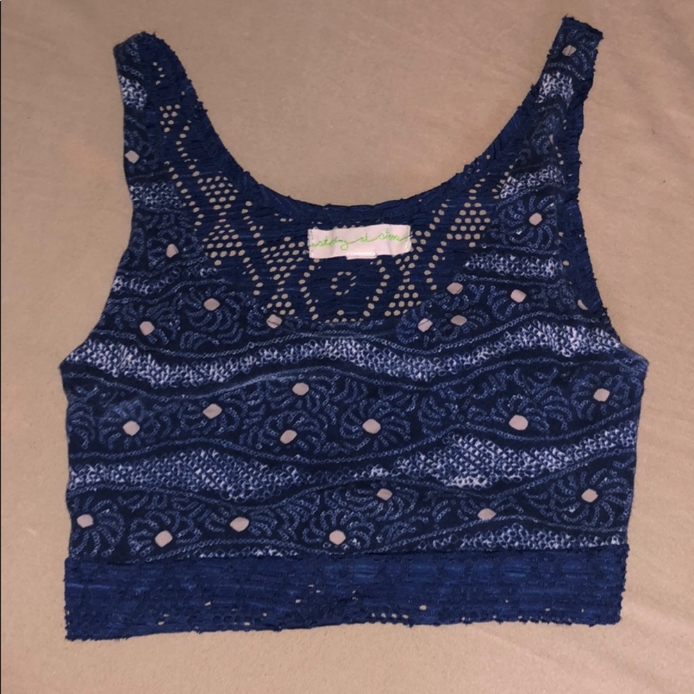 Blue Patterned Crop Top